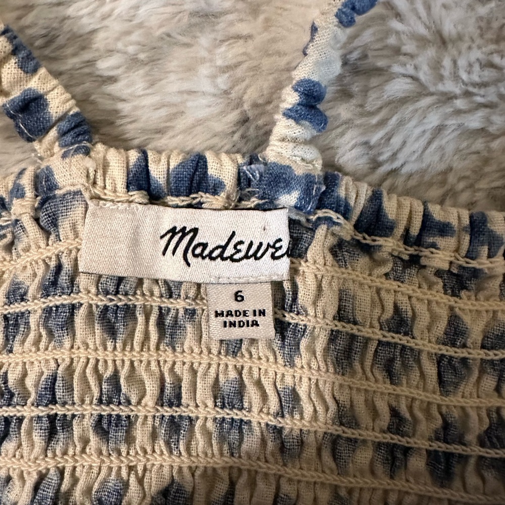 Madewell Navy and Cream Geometric Blouse - Picture 3 of 5